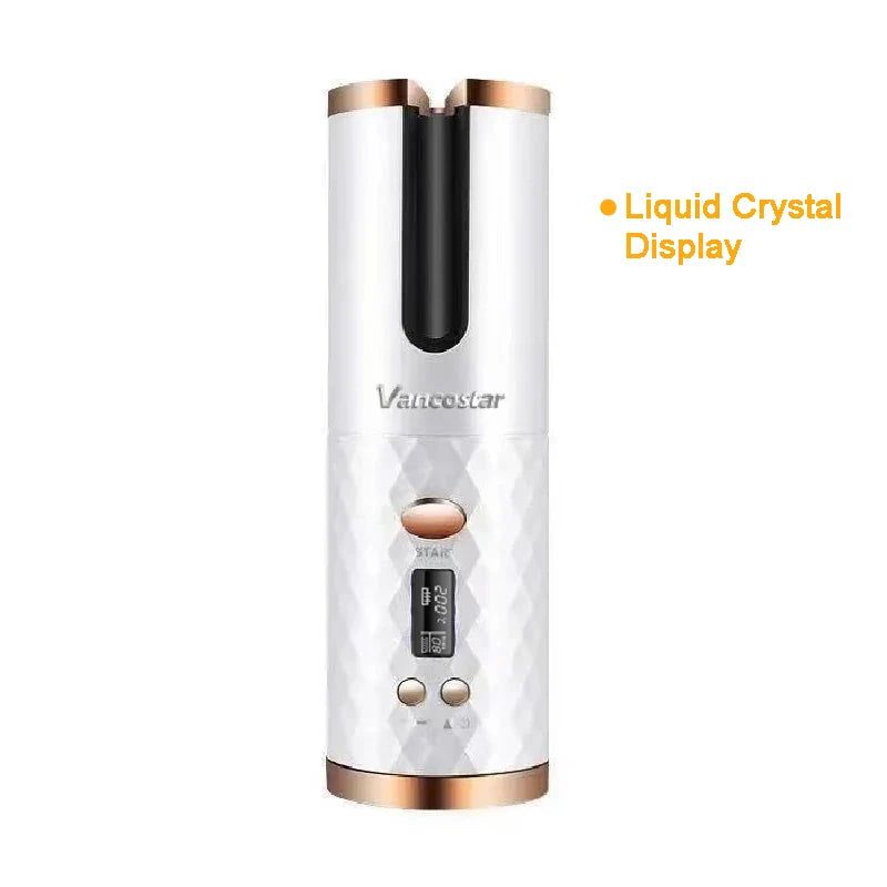 Wireless Electric Hair Curler Portable Travel Home Use 6 Timing 6 Temp. LED Cordless Automatic Hair Curler for Curls or Waves